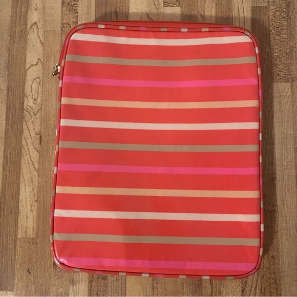 Tory Burch Orange/multicolor Vinyl Ipad Tablet Case Gold Logo - Picture 2 of 6